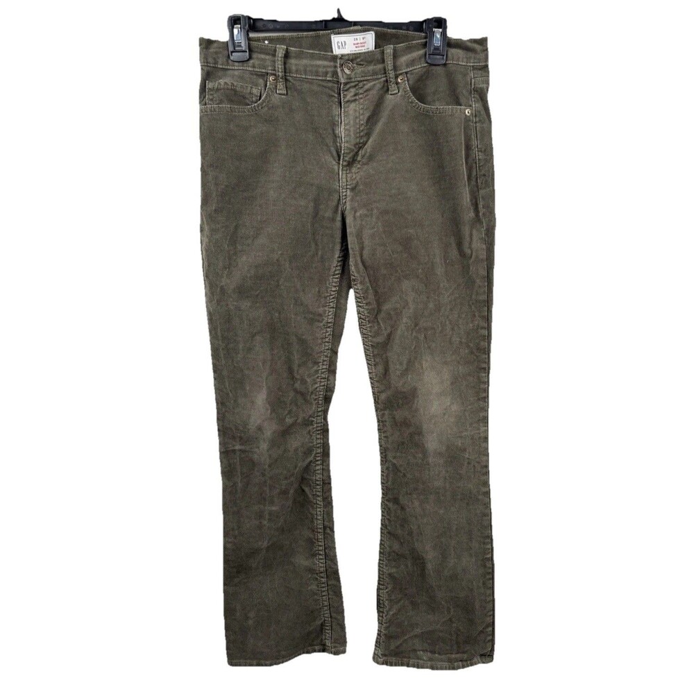 GAP Mid Rise Baby Boot Corduroy Jeans Deep Green Bootcut Pants Size 29 8 Short